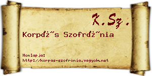 Korpás Szofrónia névjegykártya